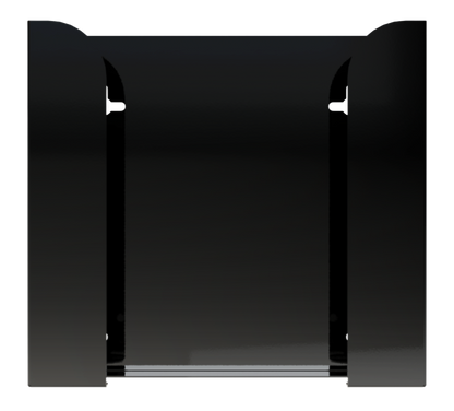 Glove Dispenser. Black Steel, Double, wall mount, non-divided, vertical stackable glove dispenser, front facing, empty