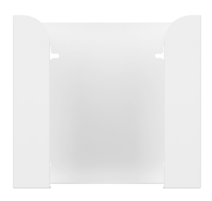 Glove Dispenser. White Steel, Double, wall mount, non-divided, vertical stackable glove dispenser, front facing, empty