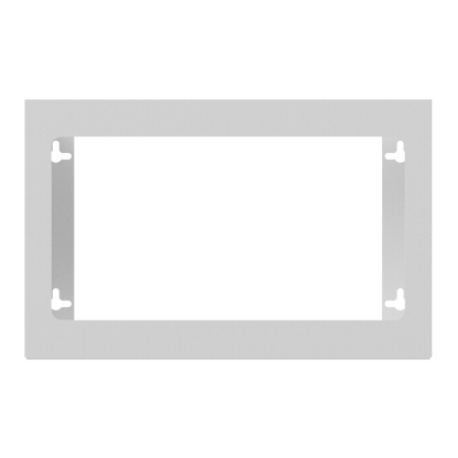 Glove Dispenser. Triple, White Steel, non-divided, wall mount. front facing, empty.