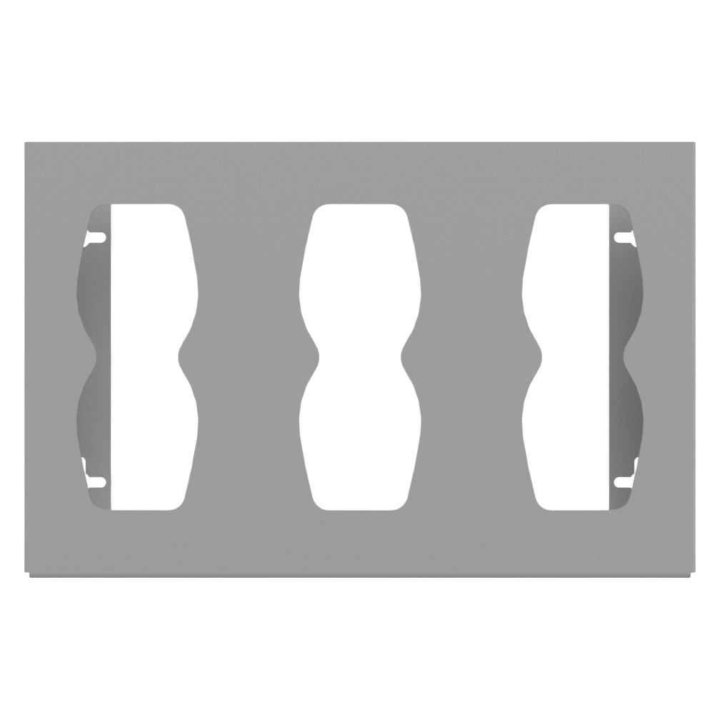 Glove Dispenser. Beige ABS plastic, wall mount, divided with hourglass cut outs for dispensing. Unit is empty, front facing