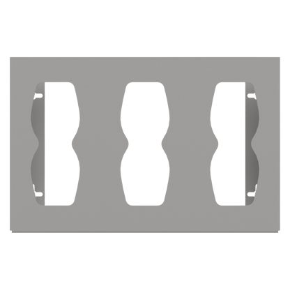 Glove Dispenser. Beige ABS plastic, wall mount, divided with hourglass cut outs for dispensing. Unit is empty, front facing
