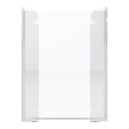 Glove Dispenser, Clear PETG plastic, Triple, wall-mount. non-divided, stackable. front facing, vertical , empty.