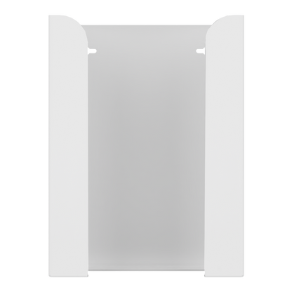Glove Dispenser, White ABS plastic, Triple, wall-mount. non-divided, stackable. front facing, vertical , empty. 
