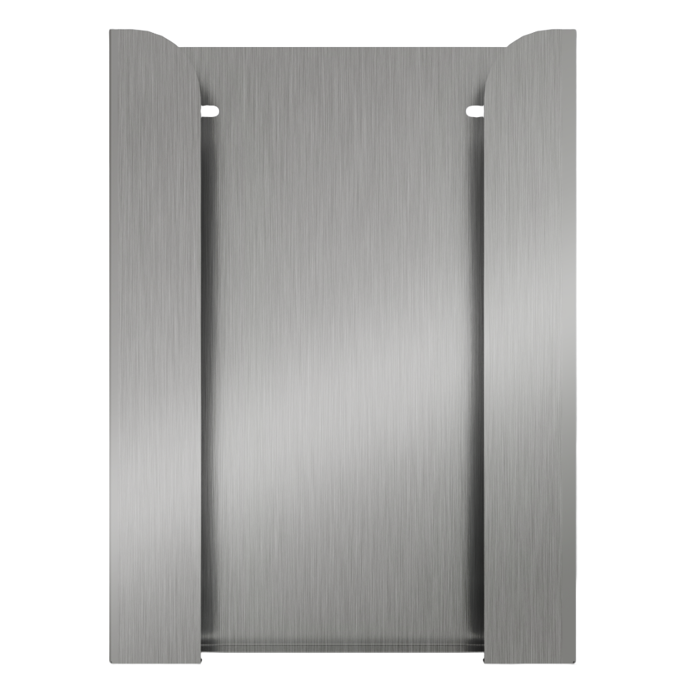 Glove Dispenser, Stainless Steel, Triple, wall-mount. non-divided, stackable. front facing, vertical , empty. 