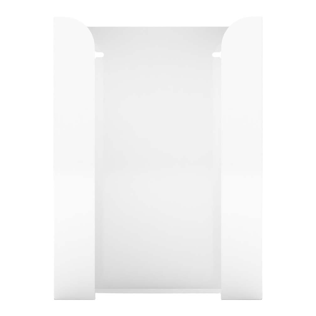 Glove Dispenser, White Steel, Triple, wall-mount, non-divided, stackable, front facing, vertical, empty.