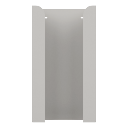 Glove Dispenser. Beige ABS plastic, Quad, wall mount, non-divided, stackable, vertical load. front facing, vertical view. Empty