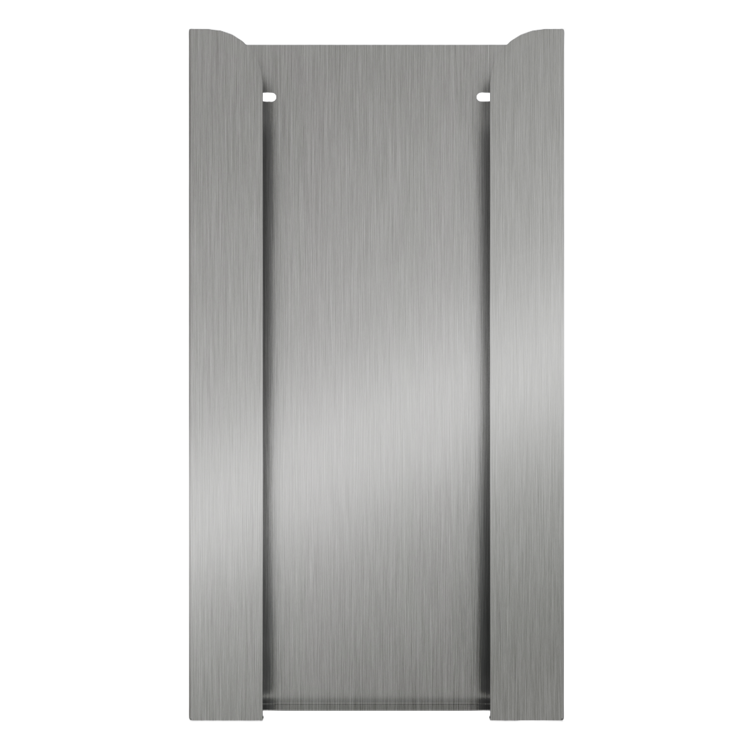 Glove Dispenser. Stainless Steel, Quad, wall mount, non-divided, stackable, vertical load. front facing, vertical view. Empty