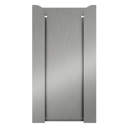 Glove Dispenser. Stainless Steel, Quad, wall mount, non-divided, stackable, vertical load. front facing, vertical view. Empty