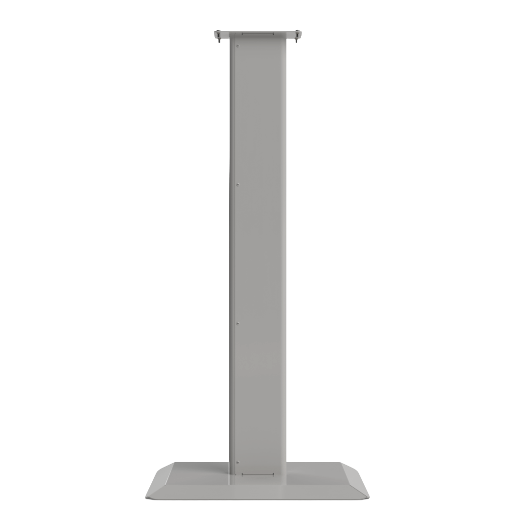Beige, steel, floor stand with base and column, front facing.