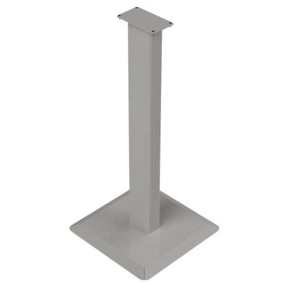 Beige, steel, floor stand with base and column, front facing angled slightly left.