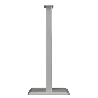 Beige, steel, floor stand with base and column, side view.