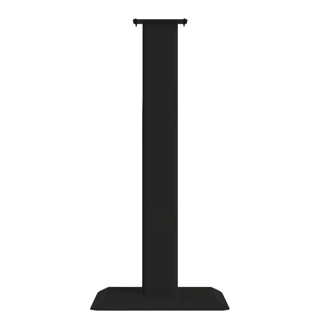 Black, steel, floor stand with base and column, front facing.