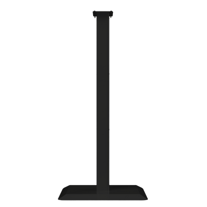 Black, steel, floor stand with base and column, side view.
