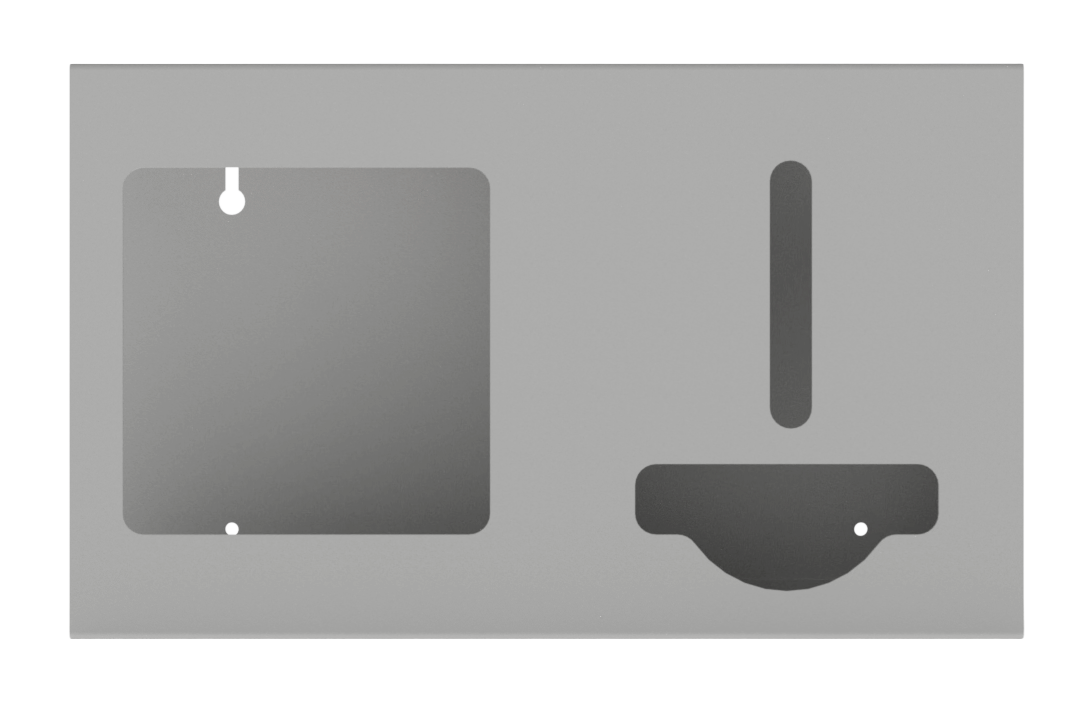 Beige, ABS 2 compartment dispenser front facing, empty. 