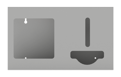 Beige, ABS 2 compartment dispenser front facing, empty. 