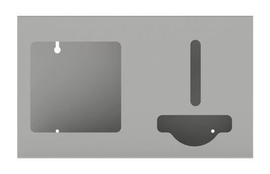 Beige, ABS 2 compartment dispenser front facing, empty. 