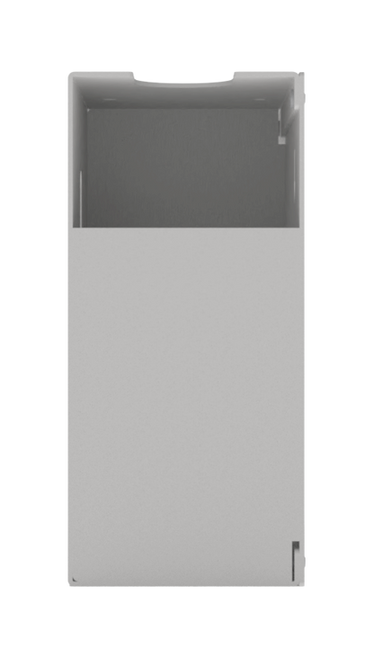 Beige, ABS 2 compartment dispenser right side view of empty compartment. 