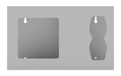 Beige, ABS plastic, 2 compartments front facing, empty.