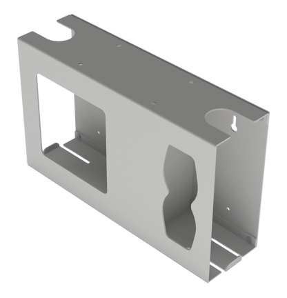 Beige, ABS plastic, 2 compartments front facing angled slightly left, empty.
