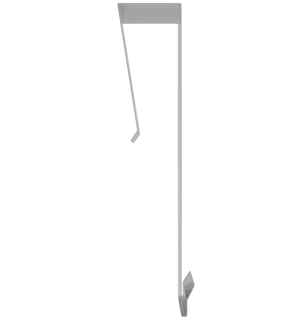 Beige, metal, wreath style door hanger for Origin protection system, side view.