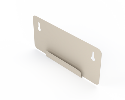 Beige, wall hanger 2 keyholes for mounting. Front Facing angled left.