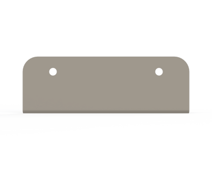 Beige metal wall hanger with 2 keyholes, back view.