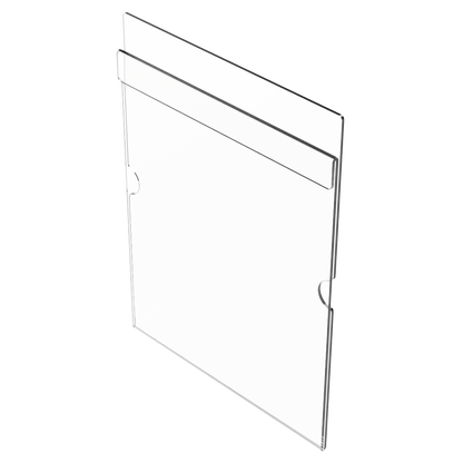Clear PETG sign holder showing the bend in the plastic on the back side for using as a clip on for semi-recessed protection organizers