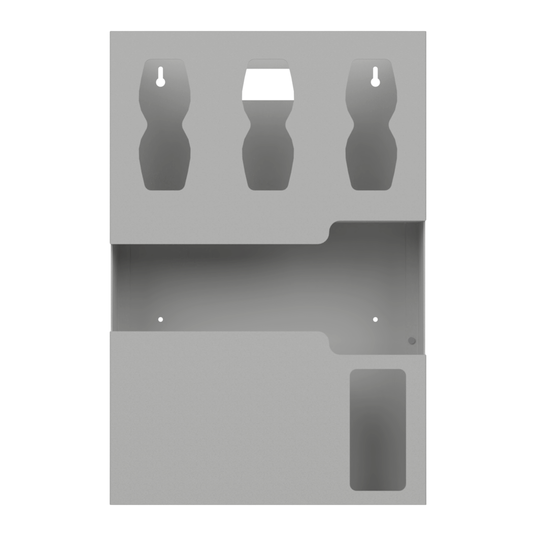Beige, ABS, 5 compartment, front facing, empty.