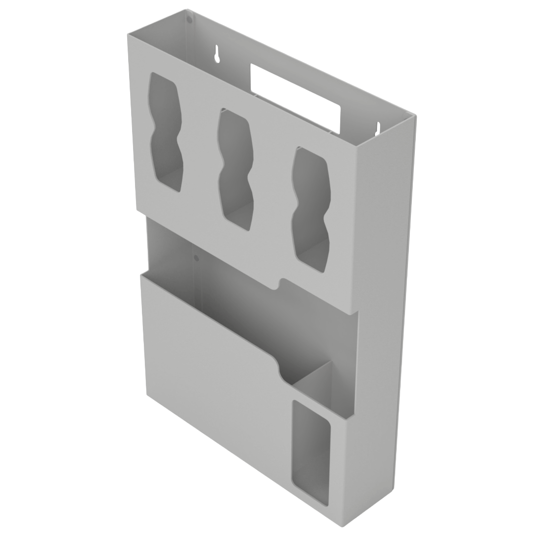 Beige, ABS, 5 compartment, front facing and angled slightly left. empty.