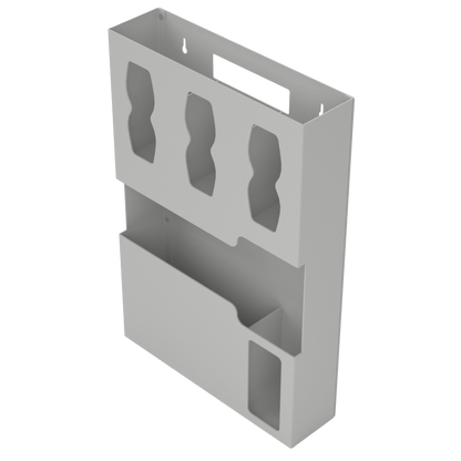 Beige, ABS, 5 compartment, front facing and angled slightly left. empty.