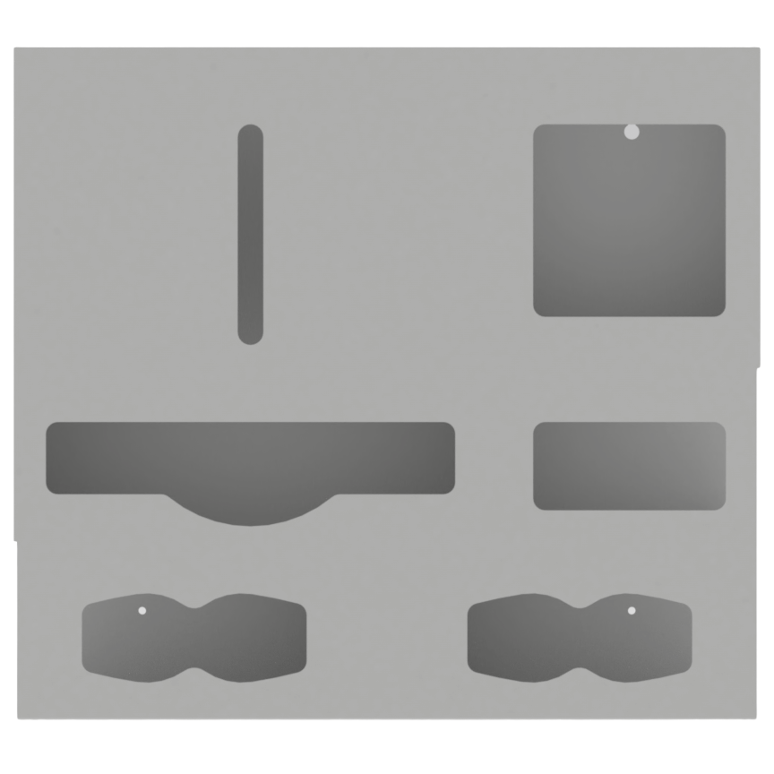 Beige, ABS 5 compartment wall organizer, front facing,  empty. 