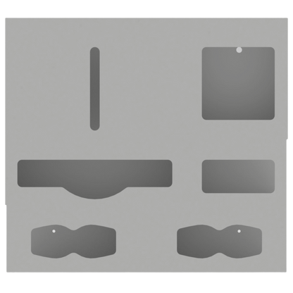 Beige, ABS 5 compartment wall organizer, front facing,  empty. 