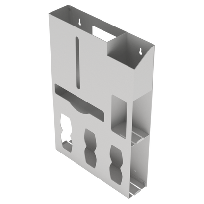 Protective Wear Organizer, Beige, ABS, 6 compartment dispenser, front facing, angled, slightly left, empty.