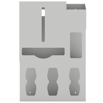 Beige, ABS, 6 compartment dispenser, front facing, empty. 
