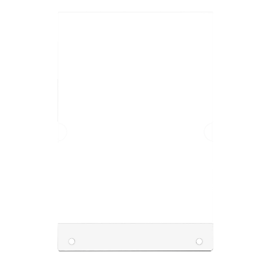 Clear, flat plastic sign holder 8-1/2 x 11" with 2 screw holes for wall mounting